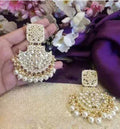 Jewel City Exquisite Kundan Chandbali Earrings with Pearl Drops - Bridal Jewelry Set | Grocsy