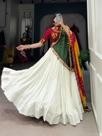 Lorenvalley White Pure Rayon with Plain With Gota Patti Touch Up Lehenga Choli | Grocsy