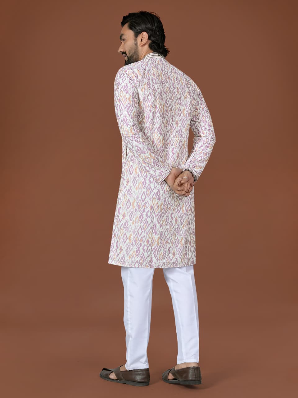 Anaita White Lucknowi Silk Straight Kurta | Grocsy