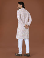 Anaita White Lucknowi Silk Straight Kurta | Grocsy