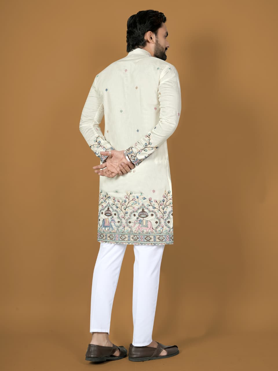 Anaita White Embroidery Silk Straight Kurta | Grocsy