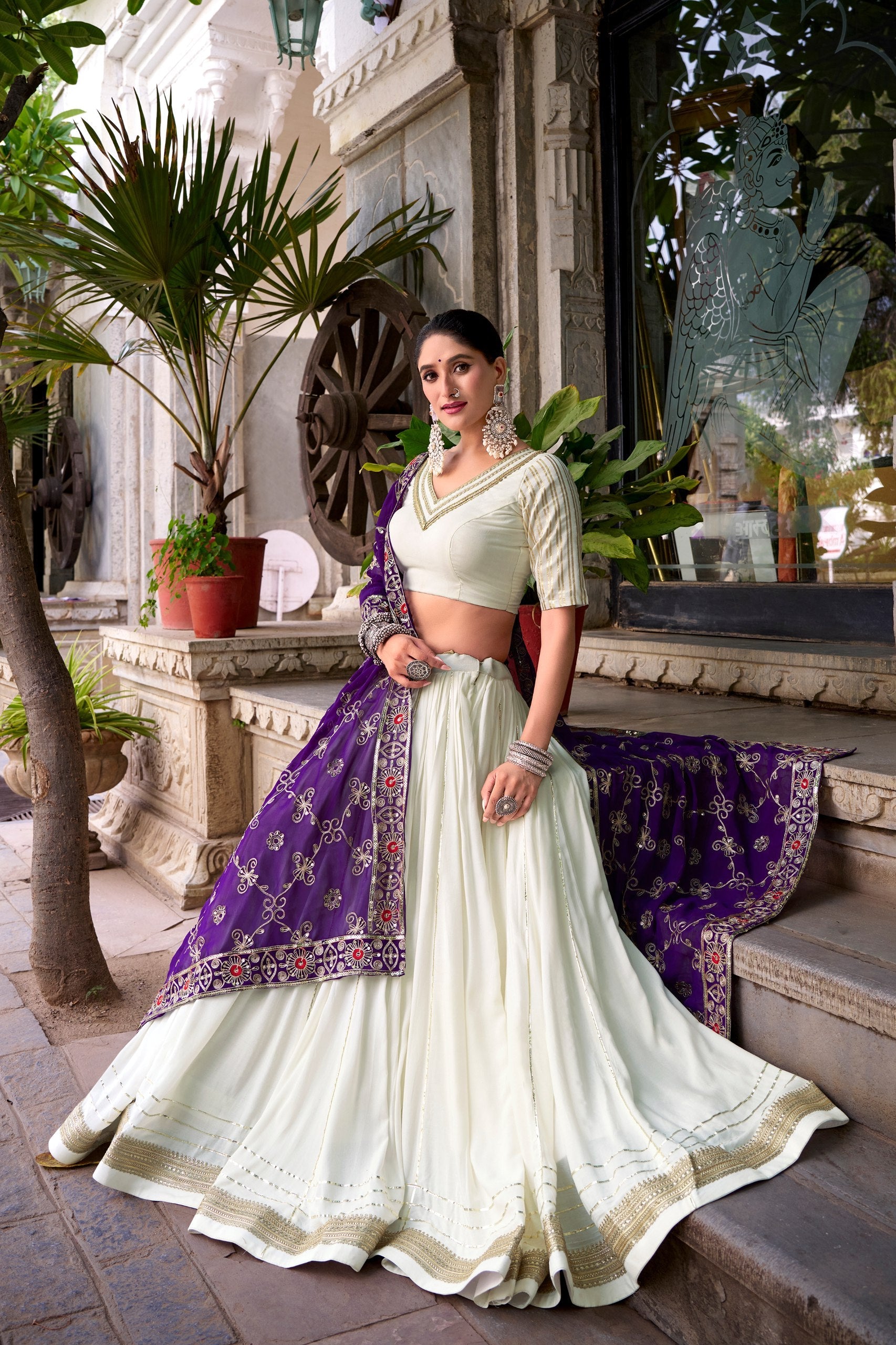 Lorenvalley Fashion White Pure Rayon Lace Touch Up Lehenga Choli with Dupatta | Grocsy