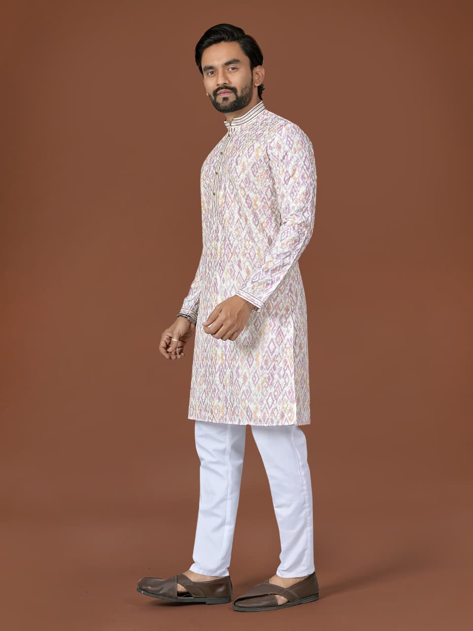 Anaita White Lucknowi Silk Straight Kurta | Grocsy