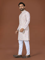 Anaita White Lucknowi Silk Straight Kurta | Grocsy