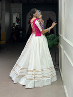 Lorenvalley White Pure Cotton Plain With Gota Patti Touch Up Lehenga Choli | Grocsy
