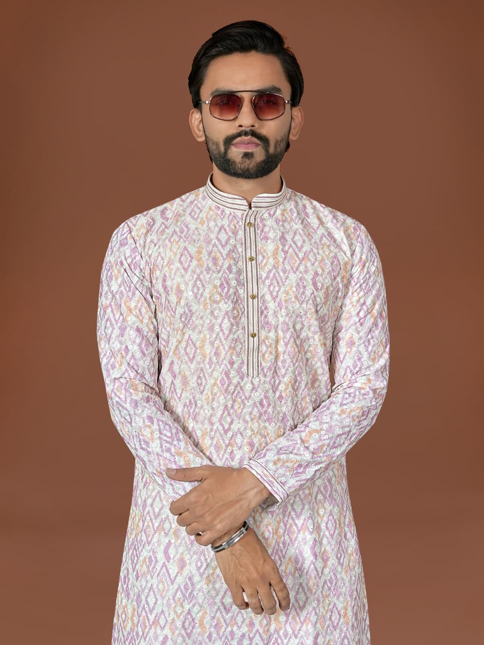 Anaita White Lucknowi Silk Straight Kurta | Grocsy
