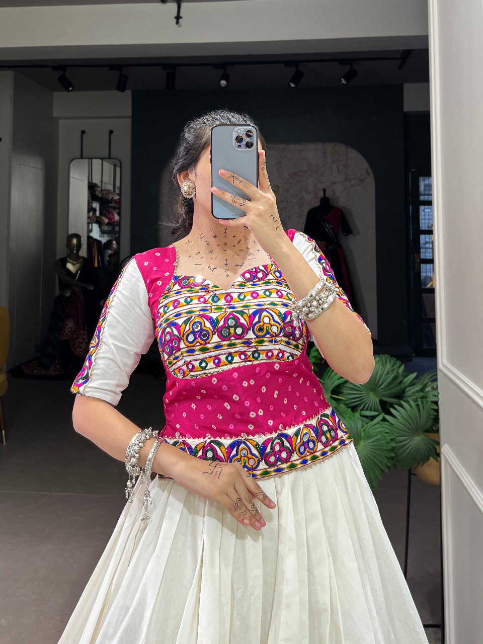 Lorenvalley Pure Cotton White Plain With Gota Patti Touch Up Lehenga Choli | Grocsy