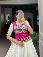 Lorenvalley Pure Cotton White Plain With Gota Patti Touch Up Lehenga Choli | Grocsy
