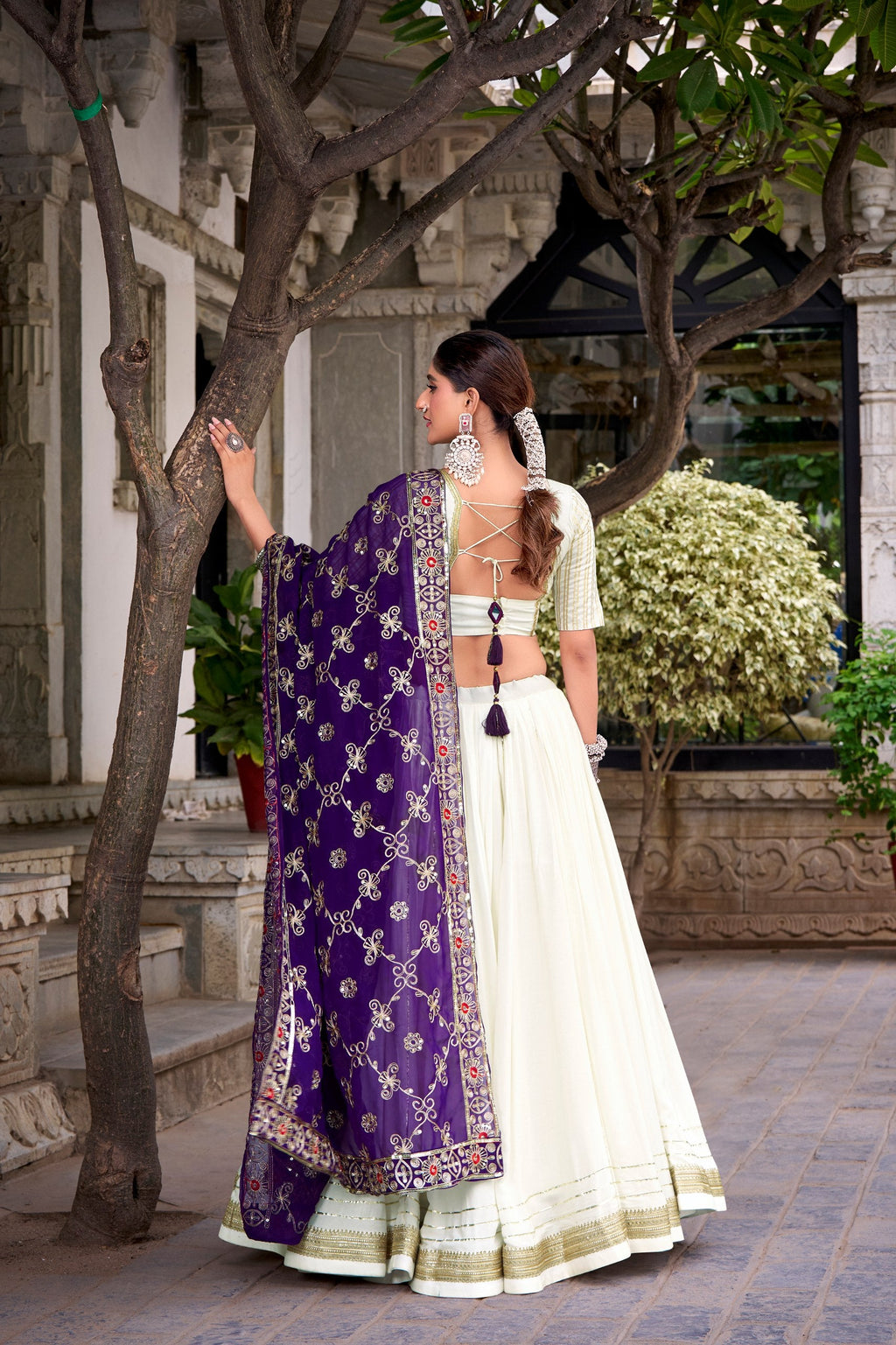 Lorenvalley Fashion White Pure Rayon Lace Touch Up Lehenga Choli with Dupatta | Grocsy
