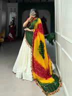 Lorenvalley White Pure Rayon with Plain With Gota Patti Touch Up Lehenga Choli | Grocsy