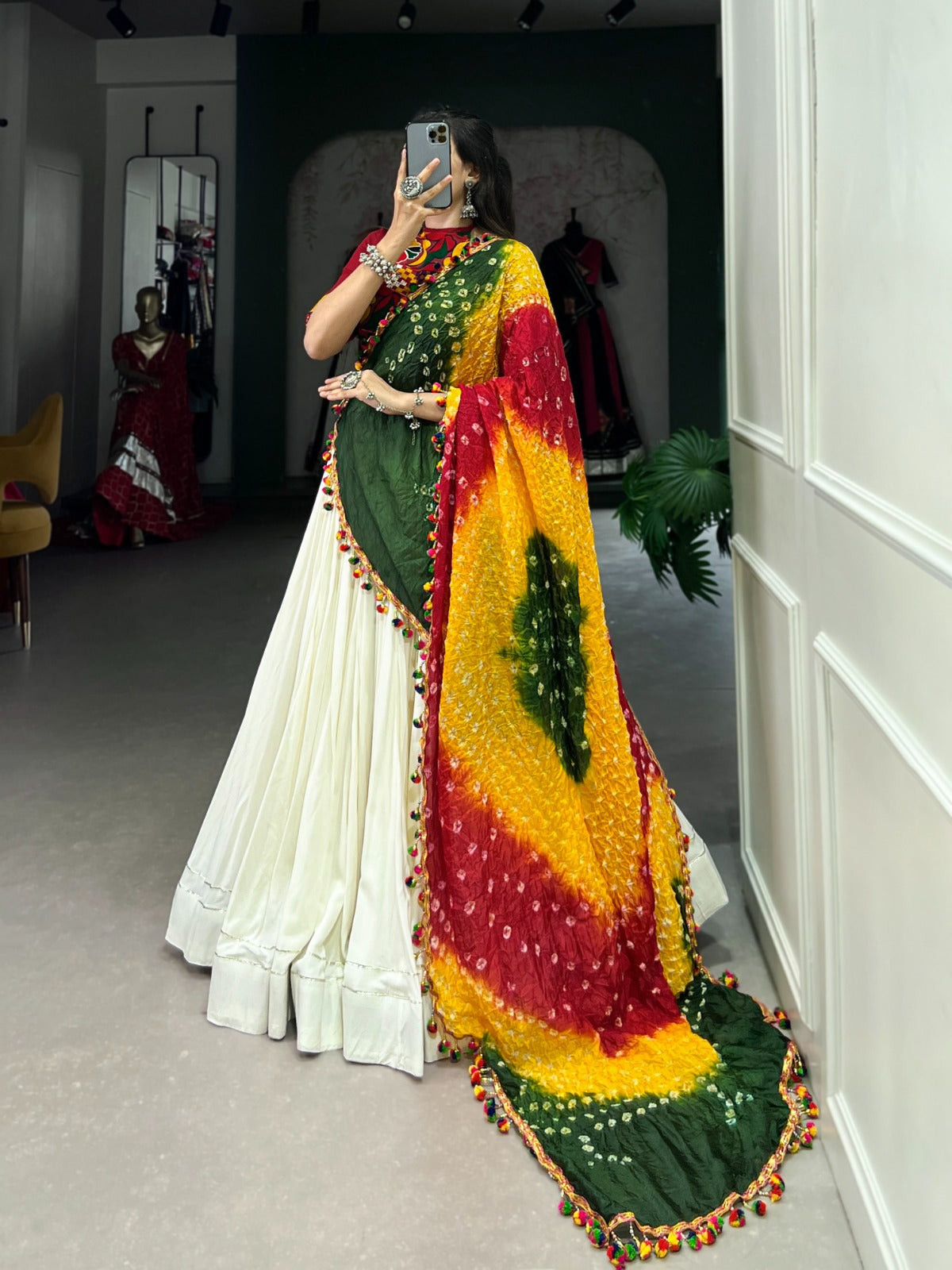 Lorenvalley White Pure Rayon with Plain With Gota Patti Touch Up Lehenga Choli | Grocsy