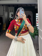 Lorenvalley White Pure Rayon Plain With Gota Patti Touch Up Lehenga Choli with Dupatta | Grocsy