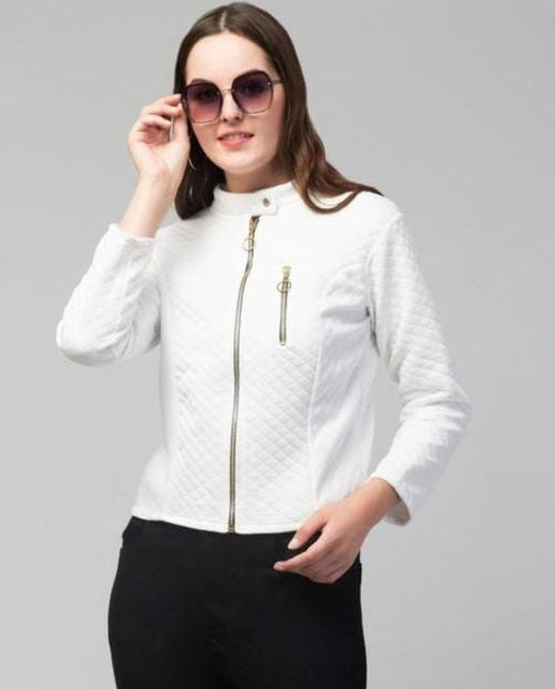 PAVONINE White Color Burfi-Design Zipper Jacket For Girls | Grocsy