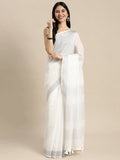 Anaita White Linen Saree With Blouse | Grocsy