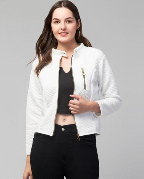 PAVONINE White Color Burfi-Design Zipper Jacket For Girls | Grocsy