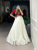 Lorenvalley White Pure Rayon Plain With Gota Patti Touch Up Lehenga Choli with Dupatta | Grocsy