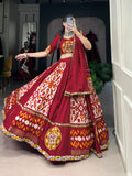 Lorenvalley White Rayon and Printed Silk with Plain And Printed With Original Mirror Gamthi Work And Gamthi Patch Work Lehenga Choli | Grocsy