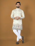 Anaita White Embroidery Silk Straight Kurta | Grocsy