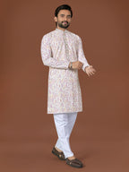 Anaita White Lucknowi Silk Straight Kurta | Grocsy