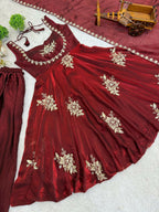 Teeya Creation New Womens Trendy Embroidery Sequence Work Maroon Kurta Set | Grocsy
