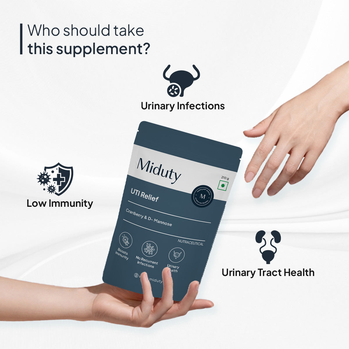 Miduty by Palak Notes UTI Relief with D-Mannose And Cranberry-Vanilla Flavor | Grocsy