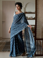 Suta Navy Blue Woven Design Pure Cotton Saree | Grocsy