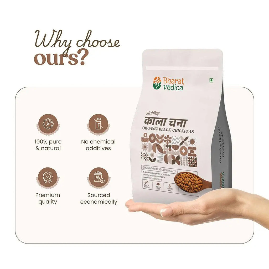 Bharat Vedica Organic Black Chickpeas - Organic Black Chana | Grocsy