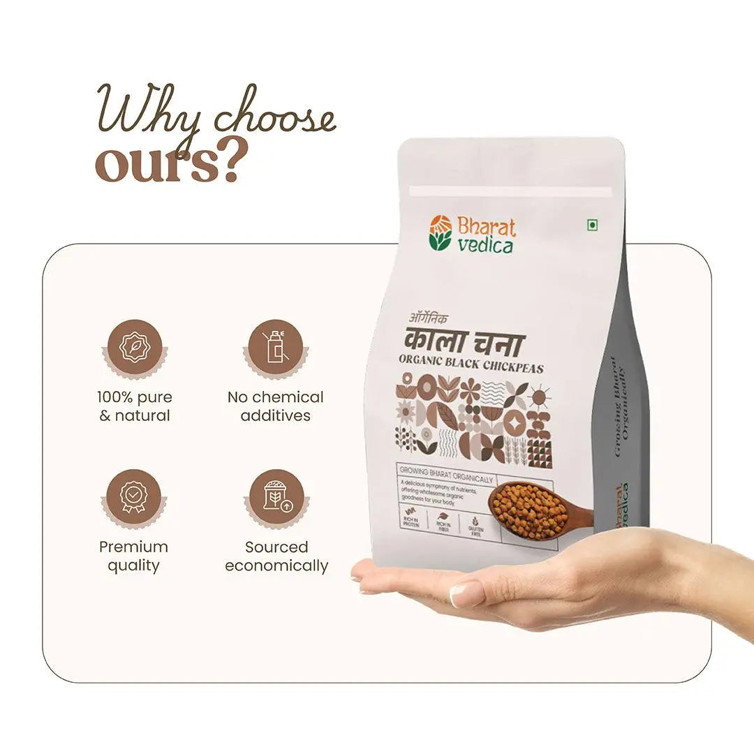 Bharat Vedica Organic Black Chickpeas - Organic Black Chana | Grocsy