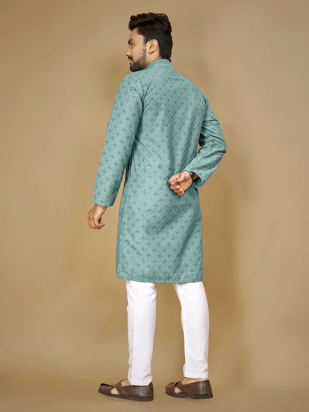 Anaita Sky_Blue Embroidered Rayon Straight Kurta | Grocsy