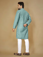 Anaita Sky_Blue Embroidered Rayon Straight Kurta | Grocsy