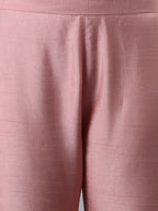 Janasya Women Mauve Woven Design Kurta with Trousers | Grocsy