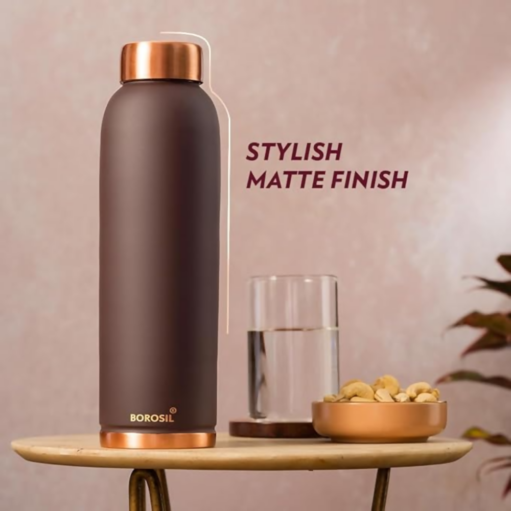 Borosil Colour Copper bottle - Brown | Grocsy