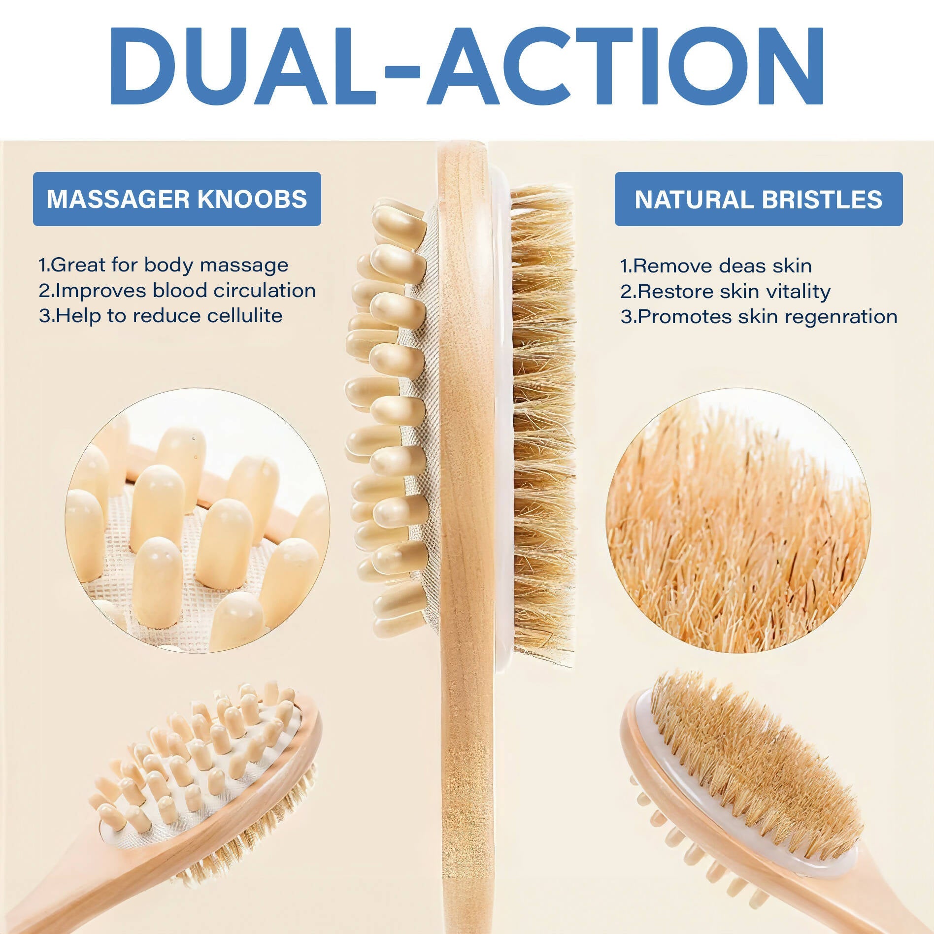 Careberry Dual-Action Bamboo Body Brush | Grocsy