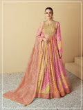 Vastranavya Pink Muslin Printed Sequins Beads Work Abaya Style Anarkali Suit | Grocsy
