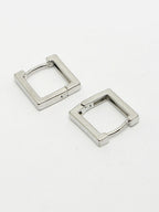 NVR Men's Silver-Plated Geometric Shape Stainless Steel Hoop Earrings