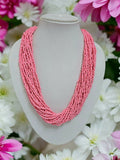 Inhanns Handmade Beaded Multilayer Necklace, 20 Layers - Light Pink | Grocsy