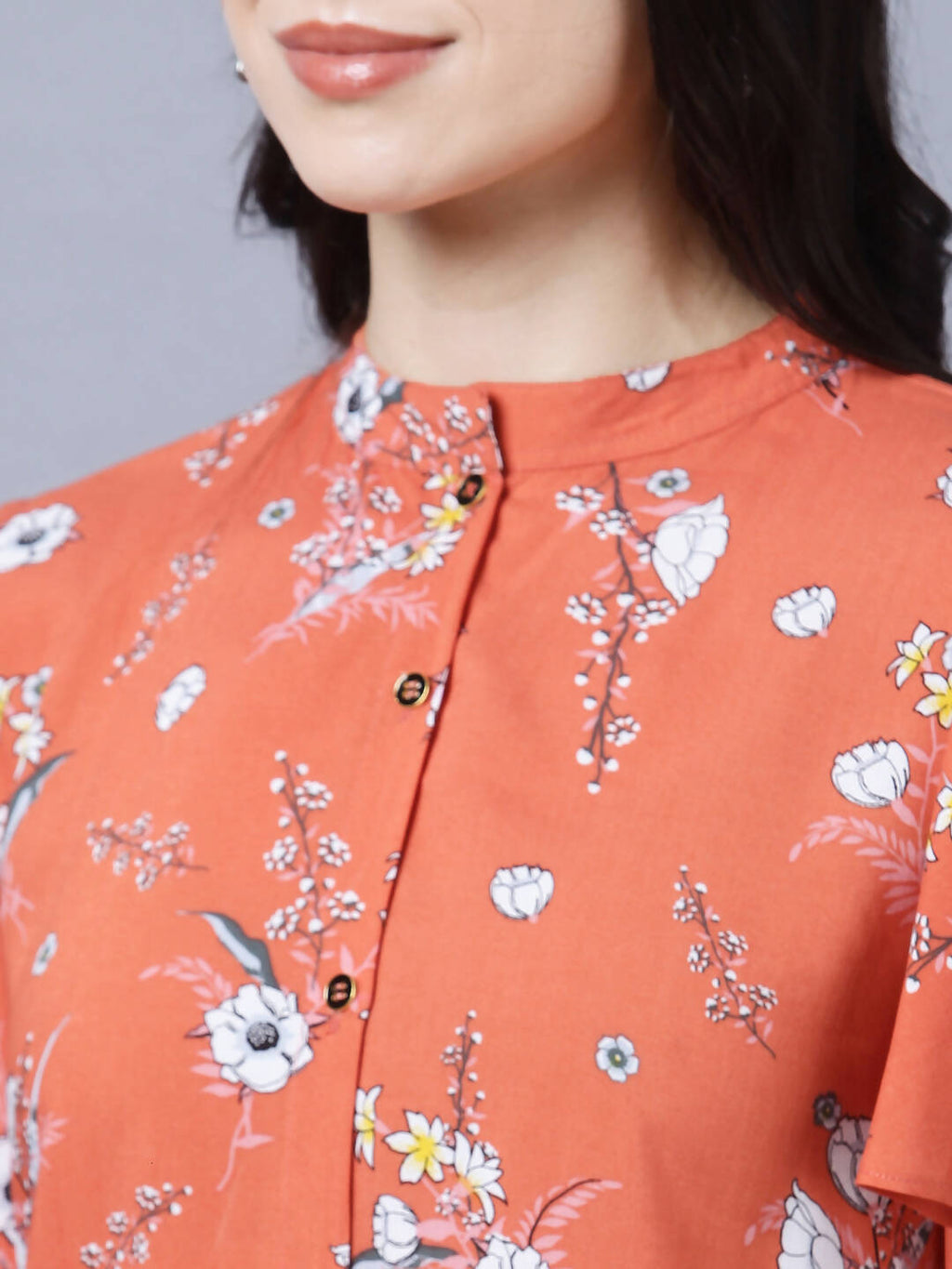 Myshka Stylish Orange Viscose Short Sleeve Women's Top | Grocsy
