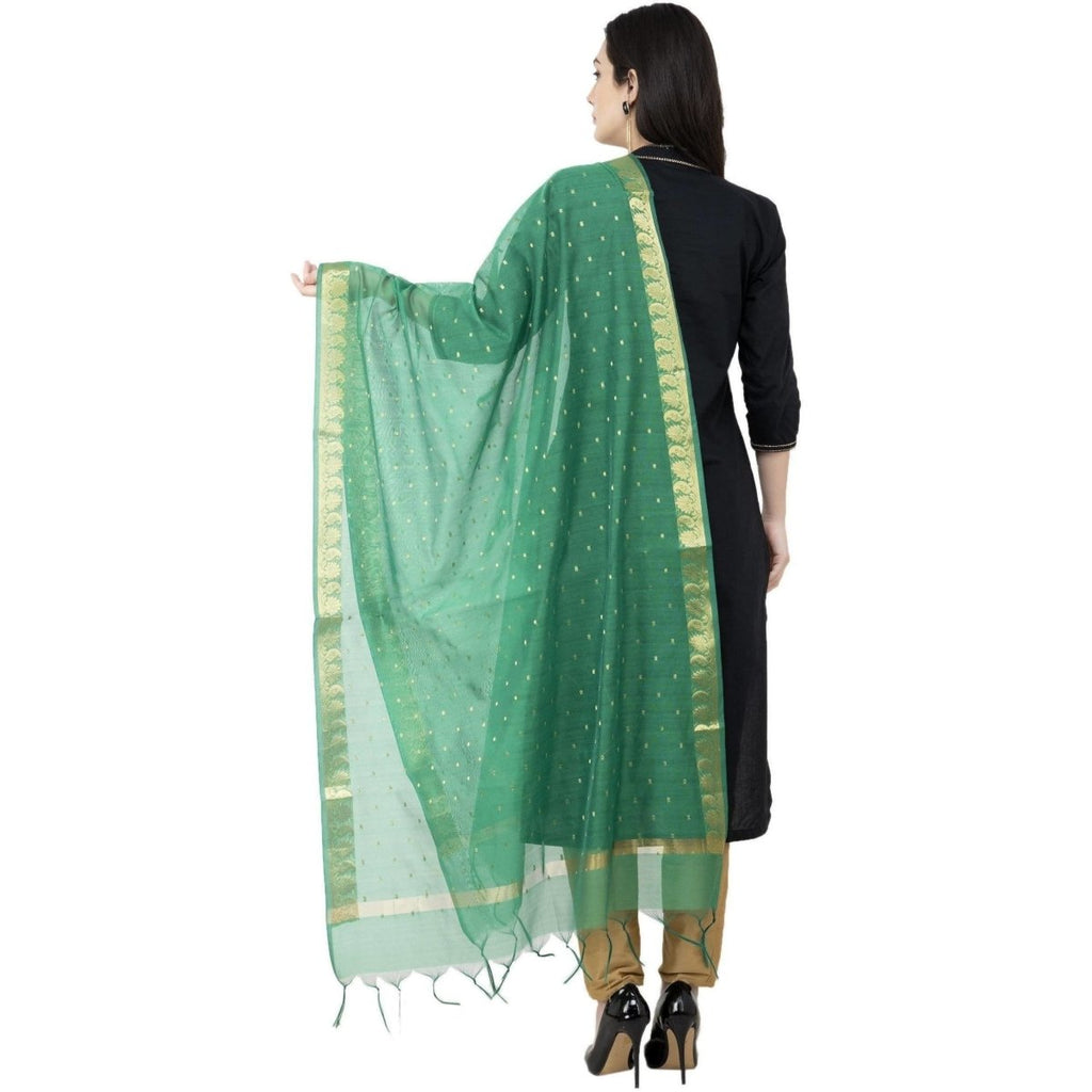 A R Silk VNS Border Buti Fancy Dupatta Green Color Dupatta or Chunni | Grocsy