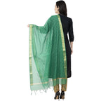 A R Silk VNS Border Buti Fancy Dupatta Green Color Dupatta or Chunni | Grocsy