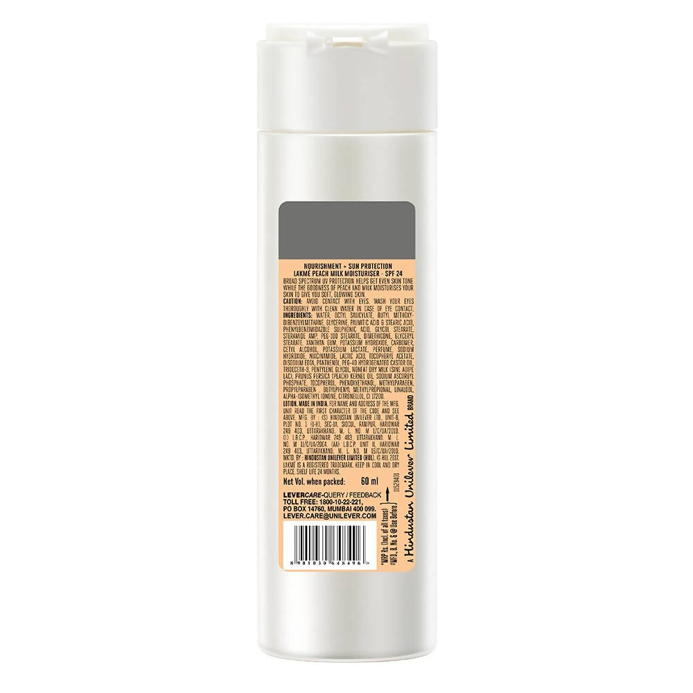Lakme Peach Milk Moisturiser SPF 24 PA++ Sunscreen Lotion | Grocsy
