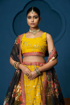 Yellow Floral Georgette Sequence Work Lehenga Choli - Jihu Culture | Grocsy