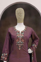 Anaita Wine Simar with Embroidery Multi & Zarkhan Work Readymade Palazzo suit | Grocsy