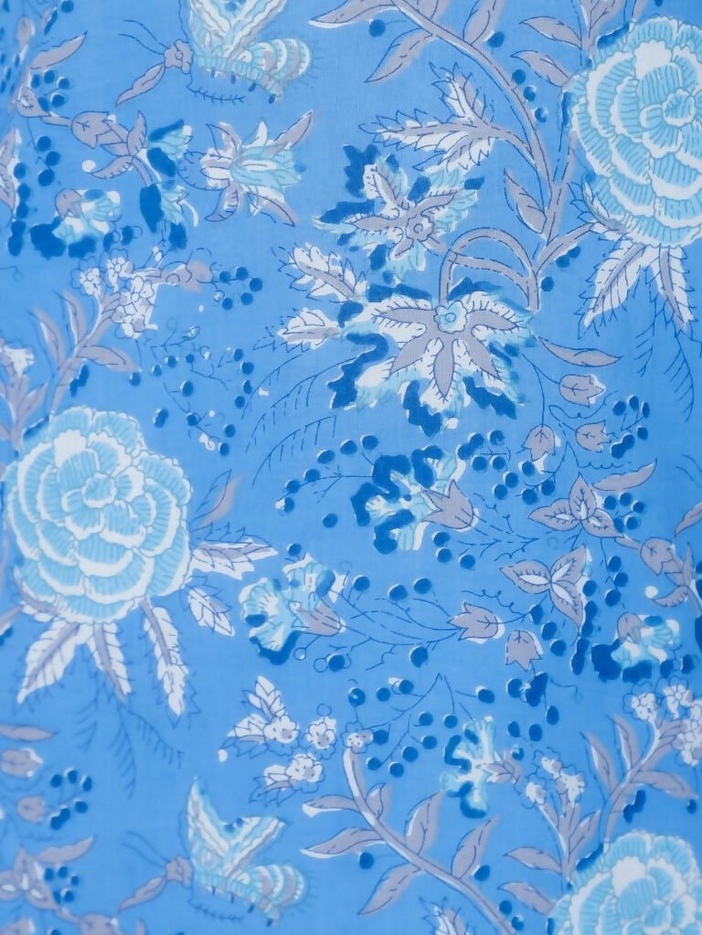 Aramya Straight Soft Cotton Floral Print Women's Kurta Set - Blue | Grocsy