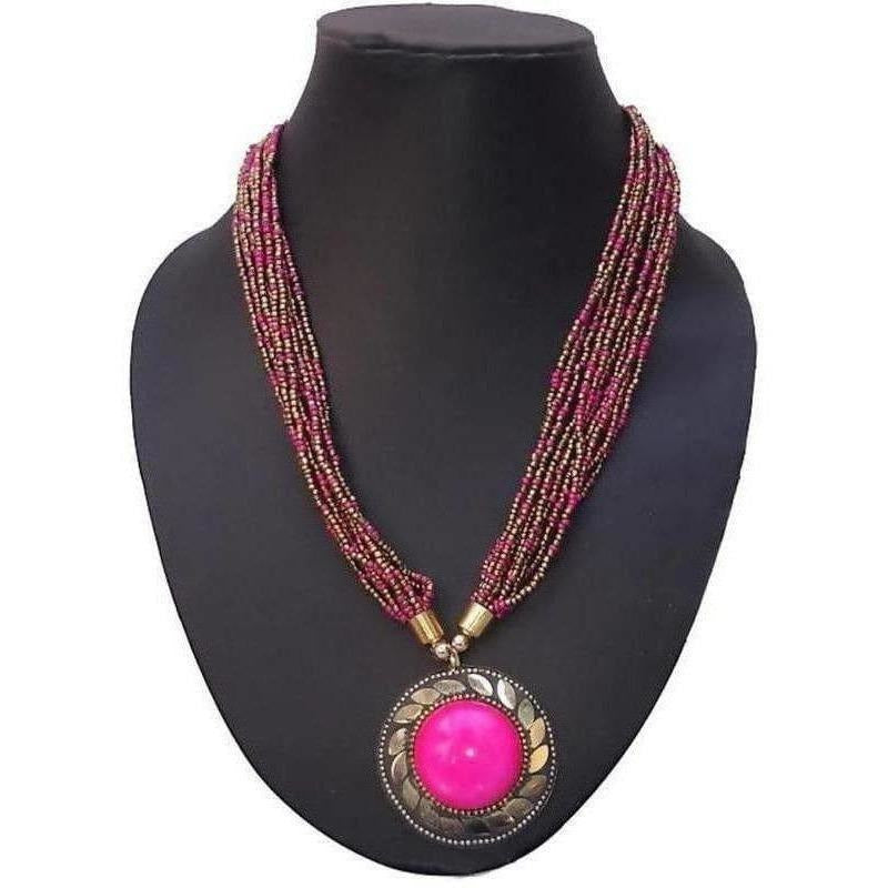 MS Fashion India Stylish Beaded Necklace Pink Color | Grocsy
