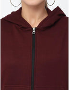 PAVONINE Wine Color Casual Winter Wear Hoodie Sweatshirt For Girls | Grocsy