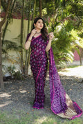Anaita Wine Woven Design Pure Bandhej Silk Saree With Blouse | Grocsy