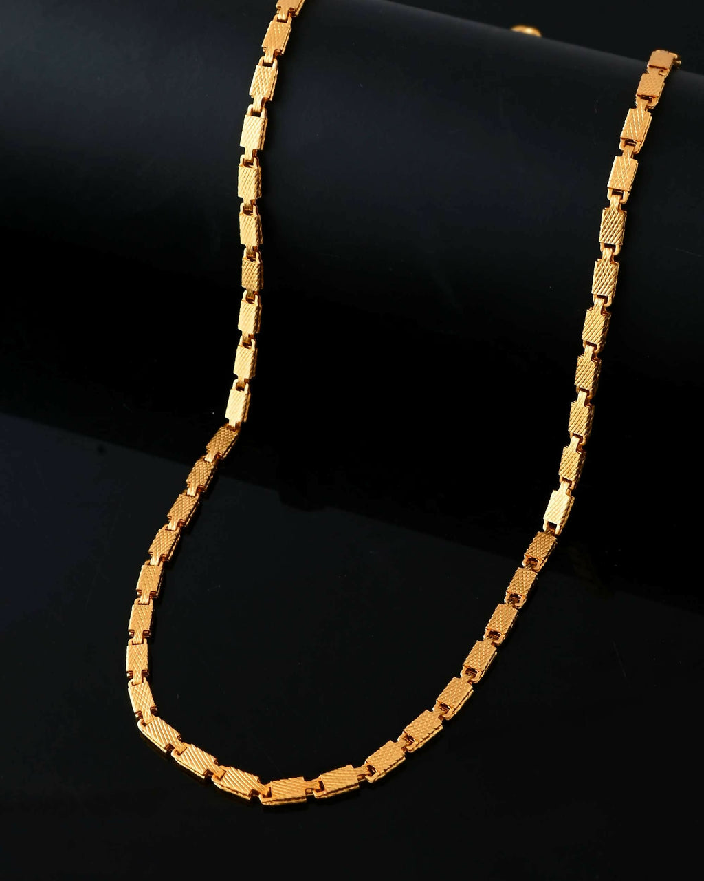 VOJ Gold-Polished Biscuit Shaped Chain For Men | Grocsy