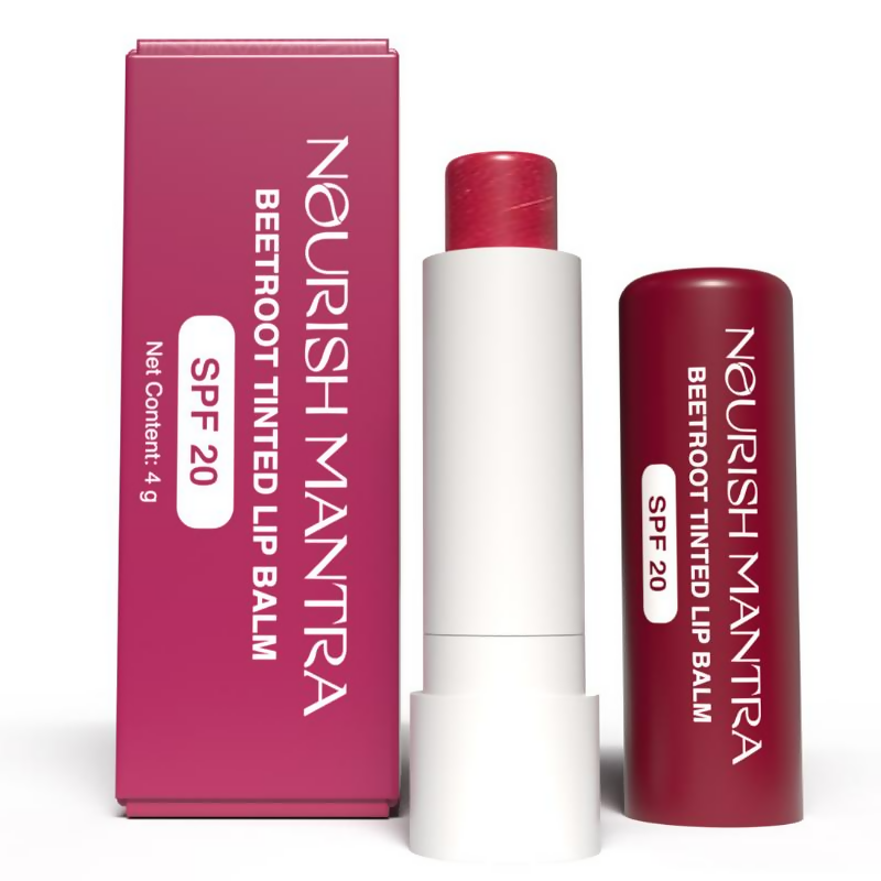 Nourish Mantra Beetroot Tinted Lip Balm with SPF for Smooth, Nourished & Protected Lips | Grocsy