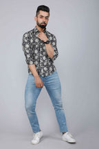 Miravan Men's Black Comfort Floral Printed Cotton Casual Shirt | Grocsy