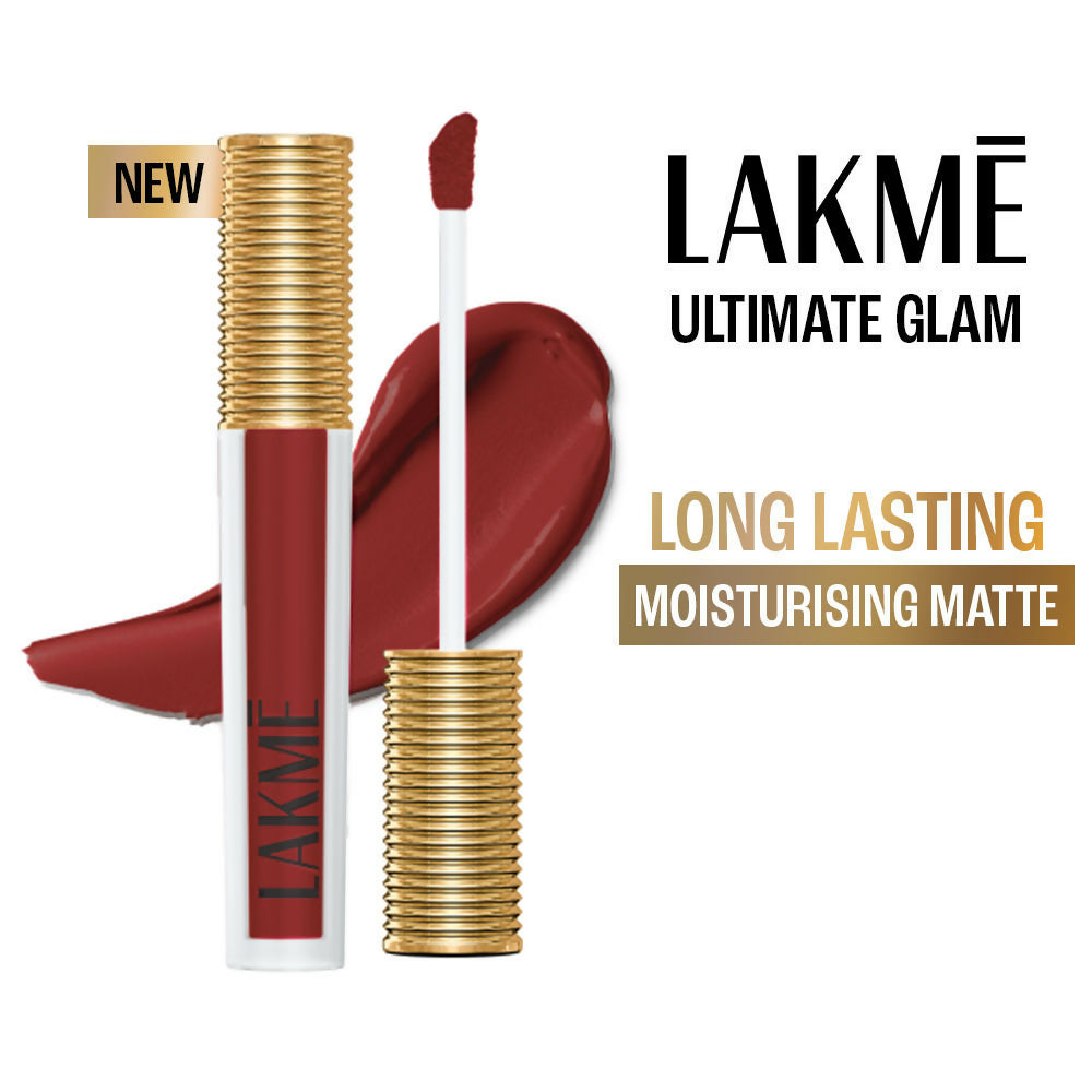 Lakme Ultimate Glam Matte Liquid Lipstick - Crimson Rose | Grocsy